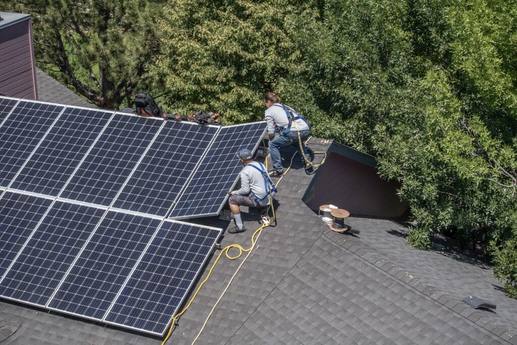 Residential solar panel installation at a home in Idaho